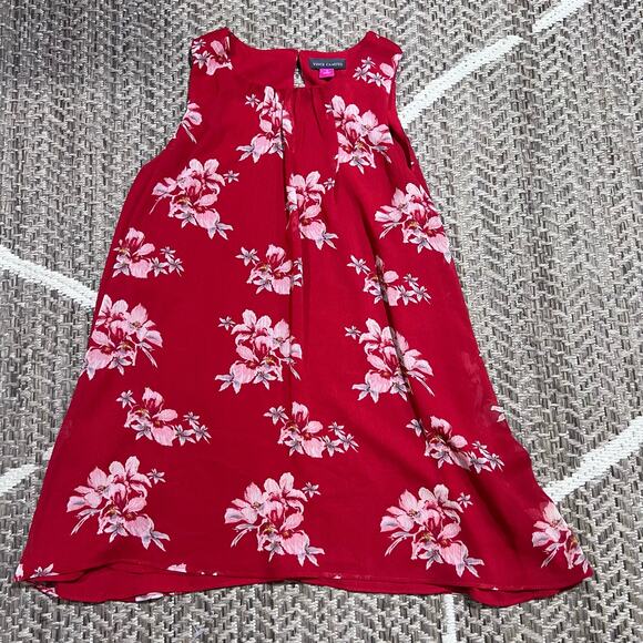 Vince Camuto Red High Neck Floral Blouse sz Small - Picture 1 of 5